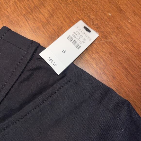 Talbots NWT Solid BlackPerfect Crop Pant Slim Leg Flat Front Size 6 - 25" Inseam - Picture 4 of 7